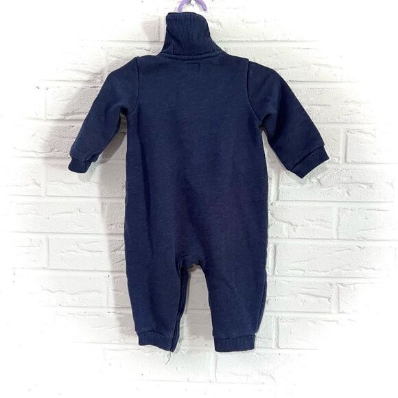 🚨4/$25 Baby Gap Navy One-Piece Button Collared Romper Size 6-12 Months - Picture 2 of 4